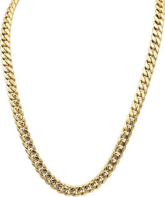 10k Yellow Gold Jewelry 22" Long/7.7mm Wide Hollow Cuban Link Chain Necklace