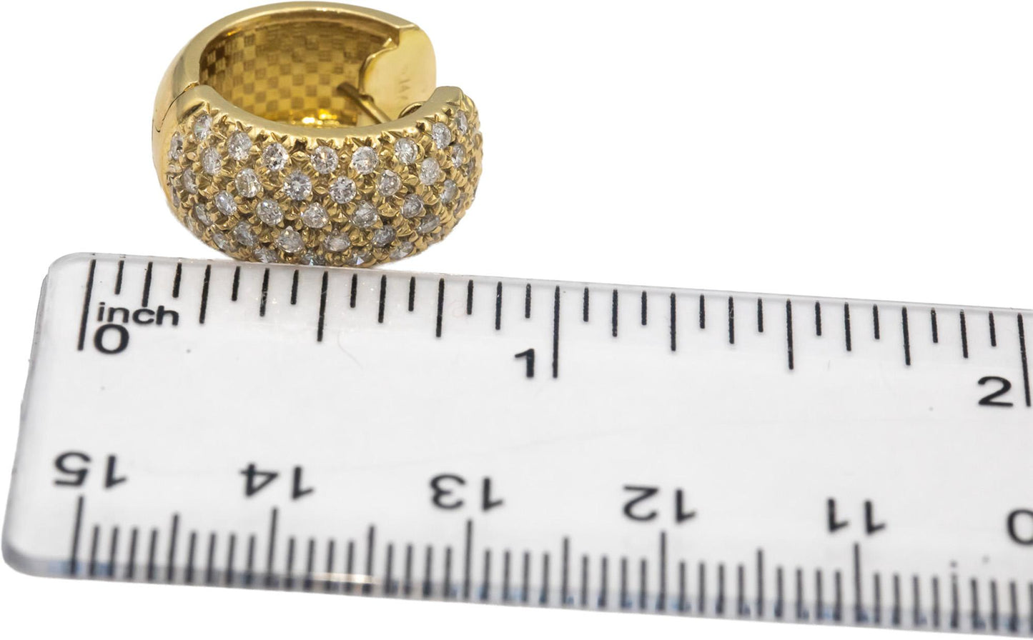 14k Yellow Gold VS Round Diamond Hoop Huggie Earrings 1.30CT