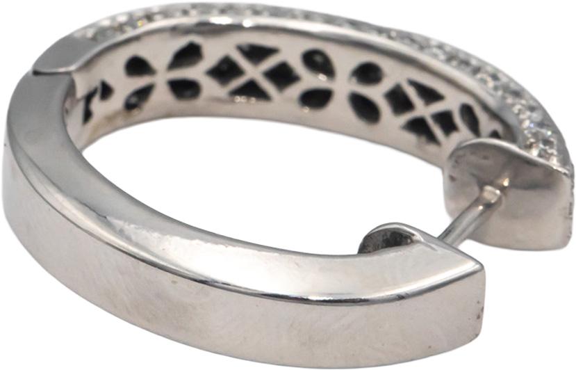 SONIA B. Designer 14k White Gold Round Diamond Hoop Earrings 1.50CT