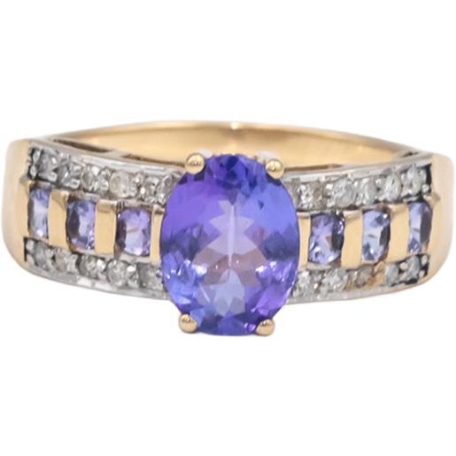 10k Yellow Gold Diamond and Tanzanite Cocktail Ring 1.95CT Size 7