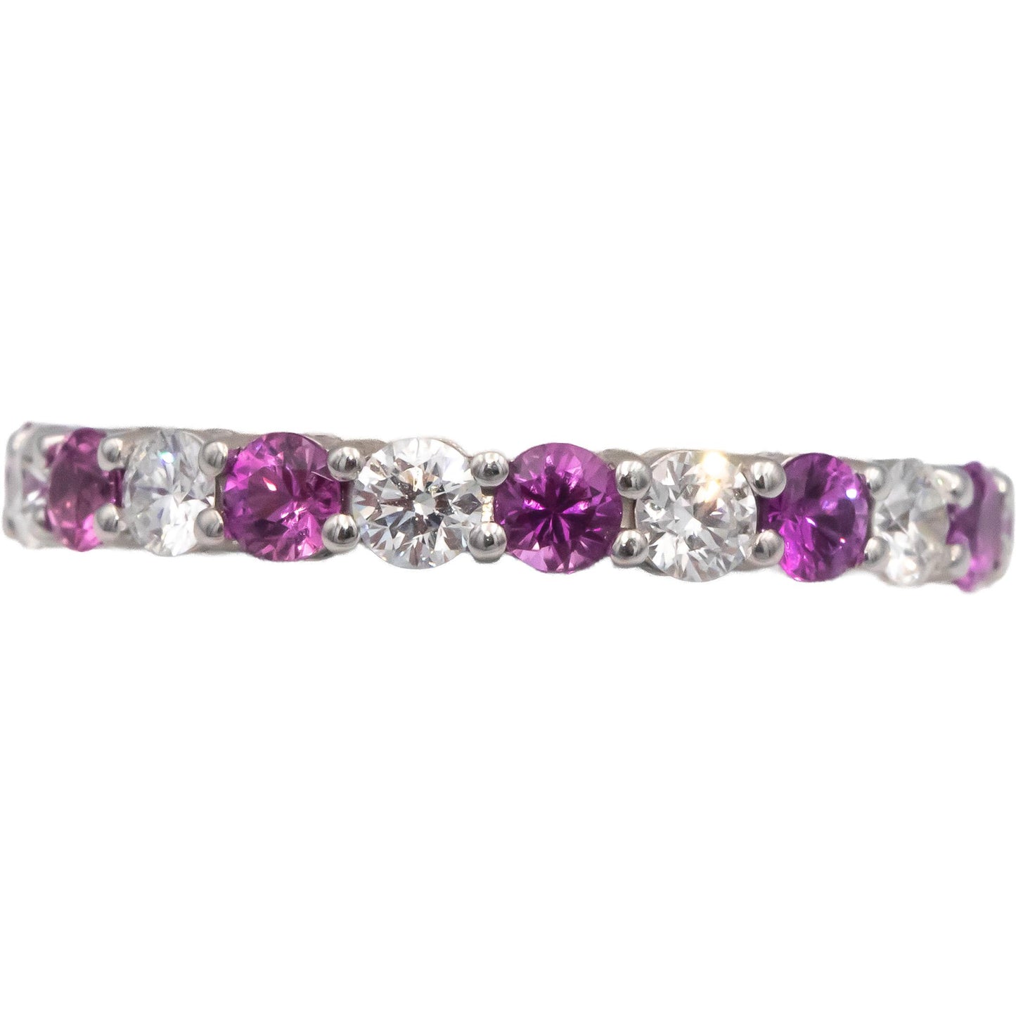 TIFFANY & CO. Platinum VS Diamond Pink Sapphire Eternity Ring 1.88CT Size 7