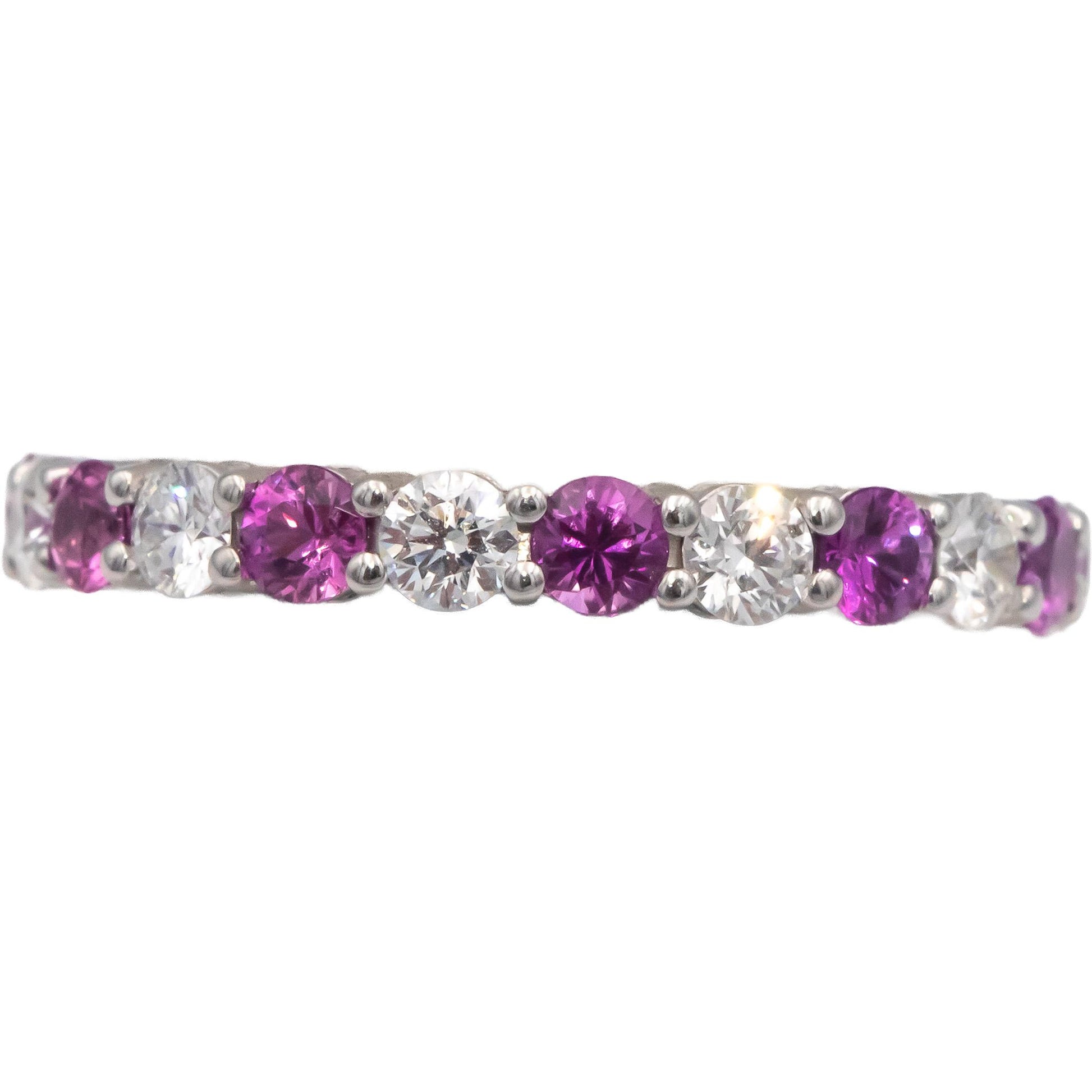 TIFFANY & CO. Platinum VS Diamond Pink Sapphire Eternity Ring 1.88CT Size 7