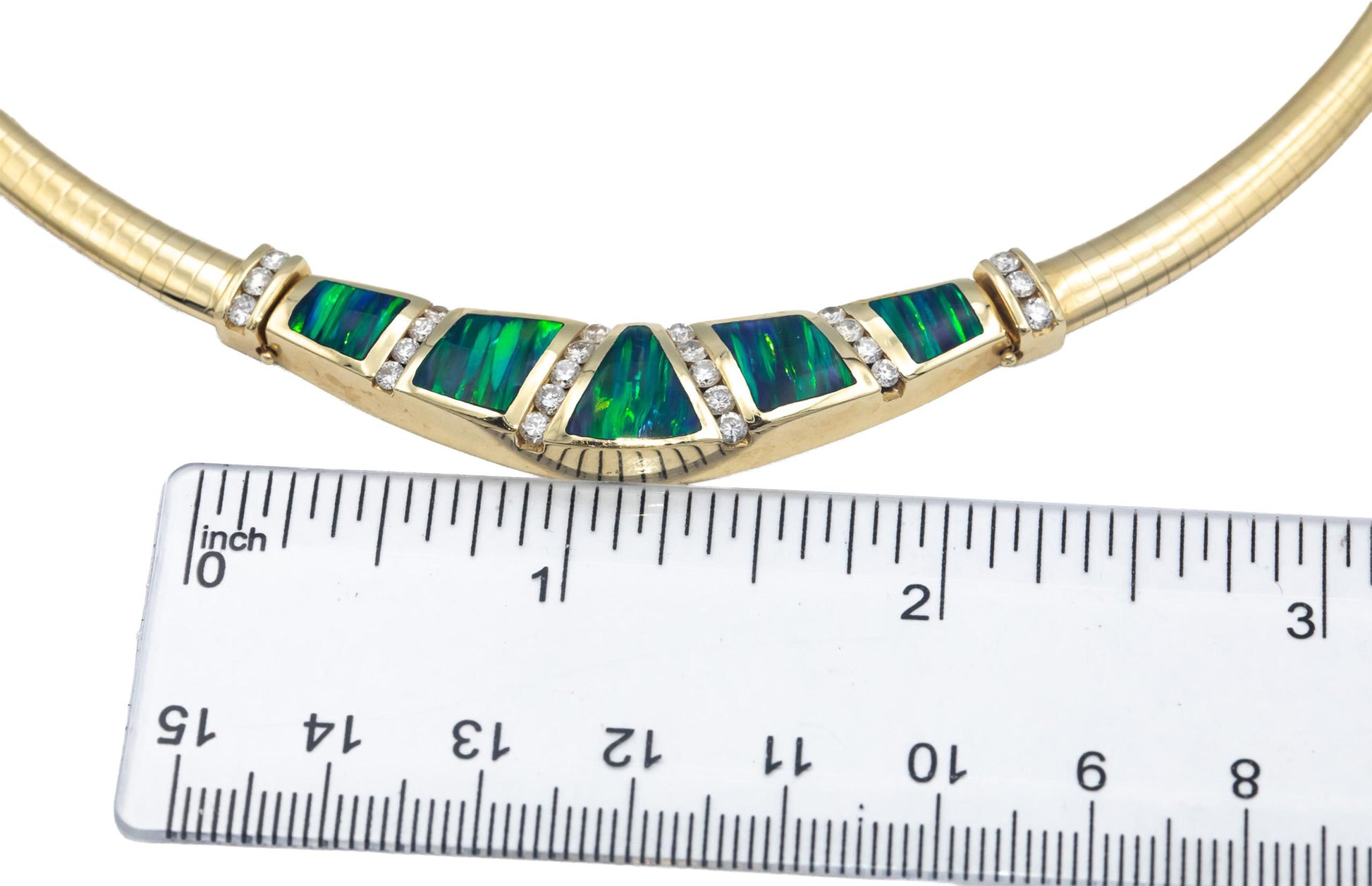 14k Yellow Gold Jewelry Round Diamond & Painted Enamel Collar Necklace 0.85CT