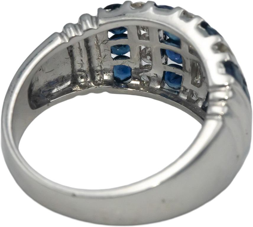 14k White Gold Diamond and Sapphire Channel Set Band Ring 1.80CT Size 7.25