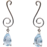 Blue Topaz 18k White Gold Jewelry Pear Cut Surreal Drop Dangle Earrings