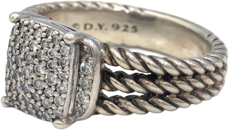 DAVID YURMAN VS Round Cut Diamond Wheaton Cable Ring 0.50CT Size 6.75