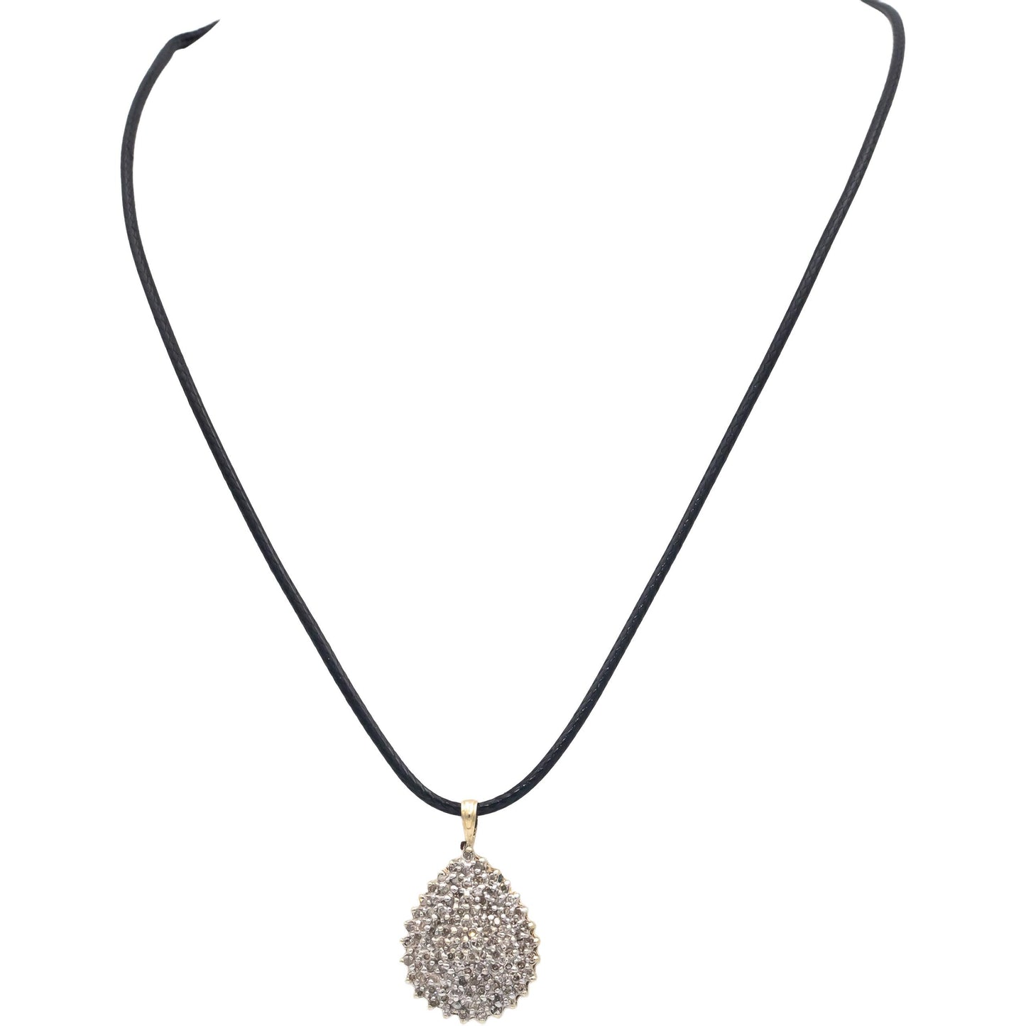 Diamond Round Cut 10k Yellow & White Gold Cluster Pendant Necklace 0.50CT