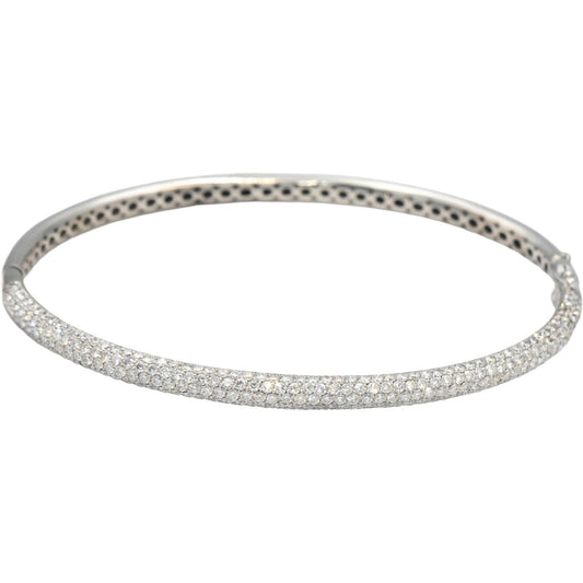 18k White Gold VS Round Cut Diamond Pave Bangle Bracelet 2.0CT