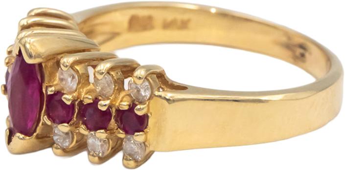BH EFFY 14k Yellow Gold Diamond & Ruby Cocktail Ring 0.70CT Size 7