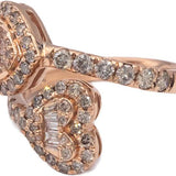 10k Rose Gold Jewelry Diamond Crossover Heart Ring 1.50CT Size 6.5