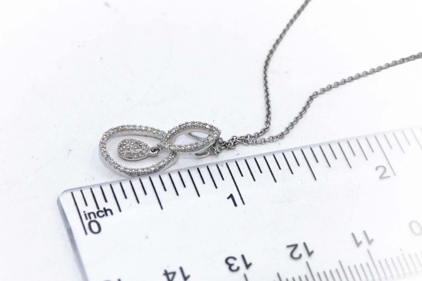 14k White Gold Round Diamond Pendant Necklace Chain 0.25CT