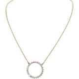 14k Yellow Gold Round Lab Grown Diamond Fixed Circled Pendant Necklace 2.60CT