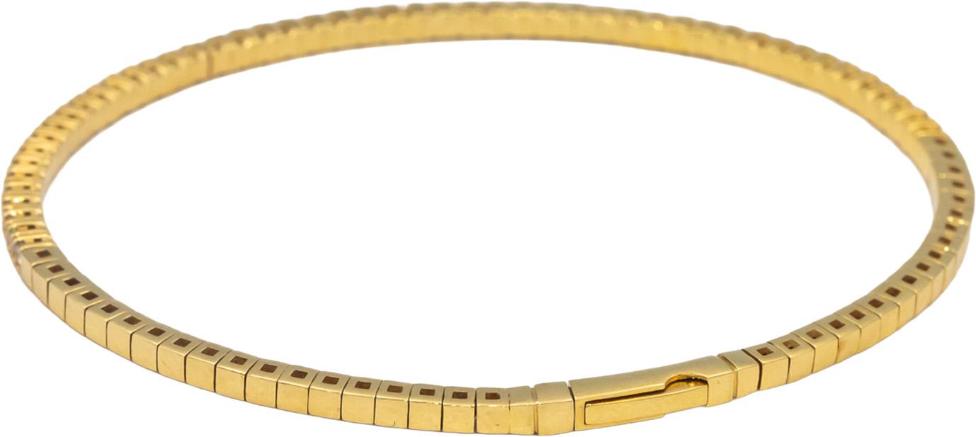 14k Yellow Gold VS Round Diamond Semi-Flexible 1/2 Around Bangle Bracelet 1.0CT