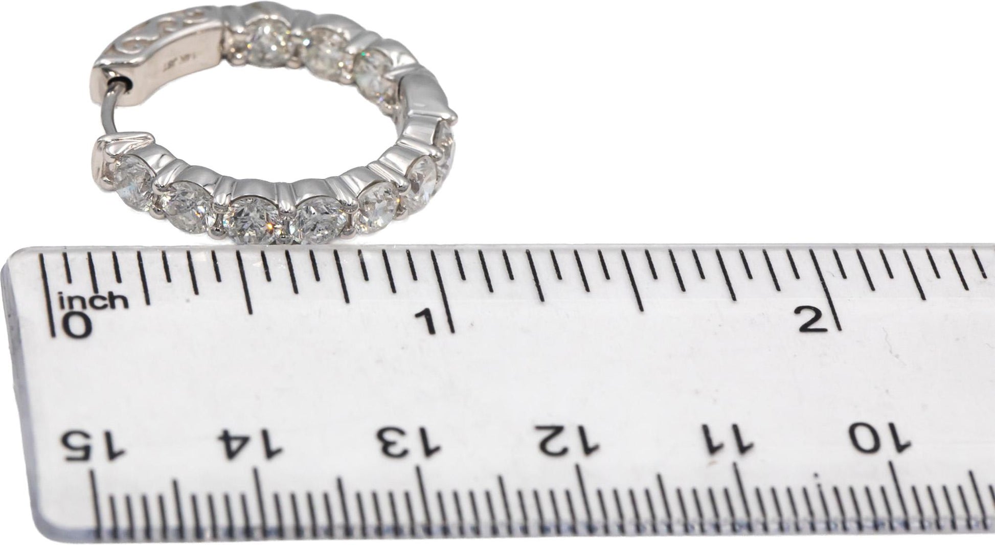 Round Diamond 14k White Gold Inside Out Circle Hoop Earrings 5.0CT