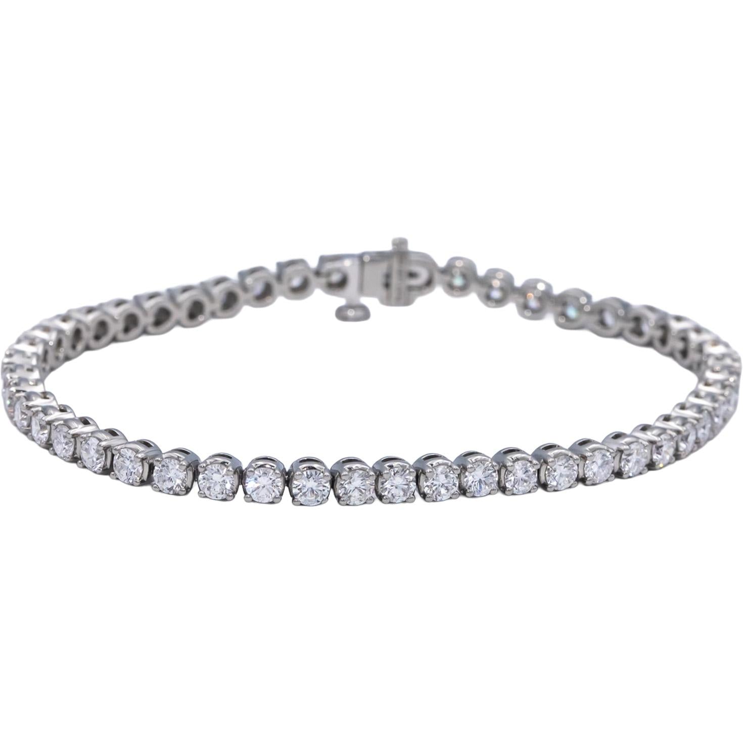 Platinum & 14k Gold VS Lab-Grown Round Diamond Tennis Bracelet 5.0CT