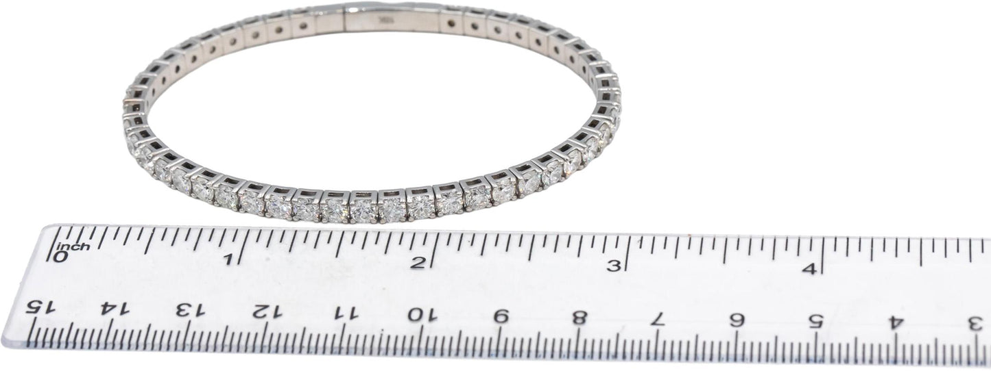 Round Diamond 18k White Gold Flexible Bangle Bracelet 7.90CT