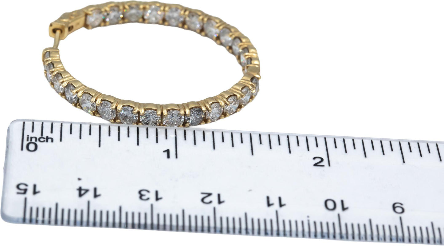 Round Diamond 14k Yellow Gold Jewelry Inside Out Circle Hoop Earrings 9.11CT