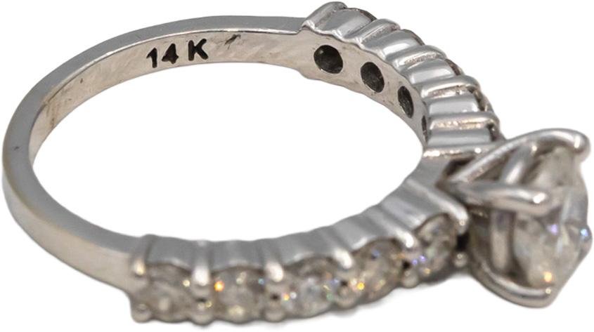 14k White Gold Round Diamond Engagement Ring 1.20CT w/ 0.70CT Center Size 4.75