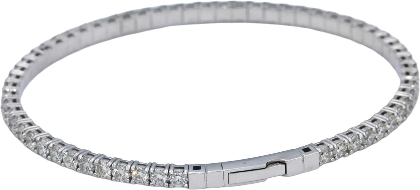 14k White Gold Round Diamond Flexible Bangle Bracelet 4.50CT
