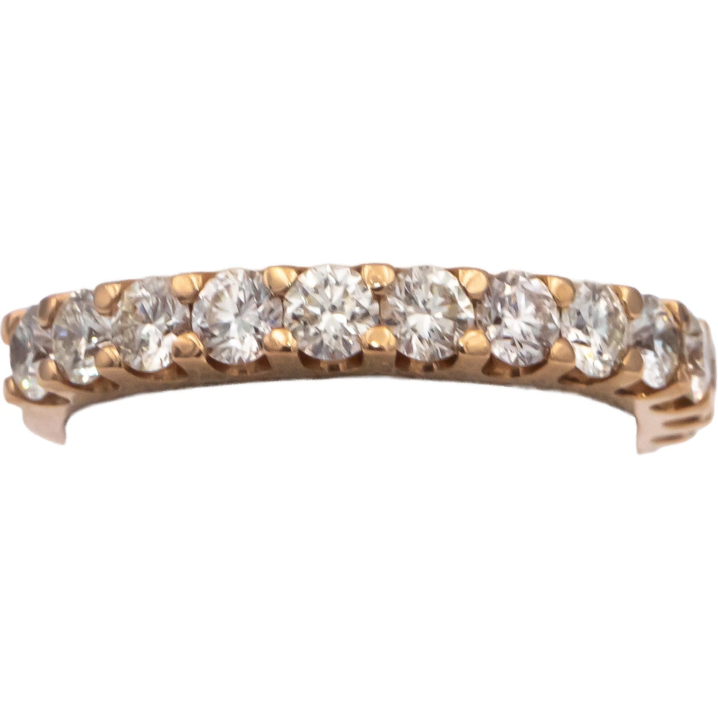 18k Yellow Gold VS Round Diamond Half Eternity Band Ring 1.49CT Size 6.75