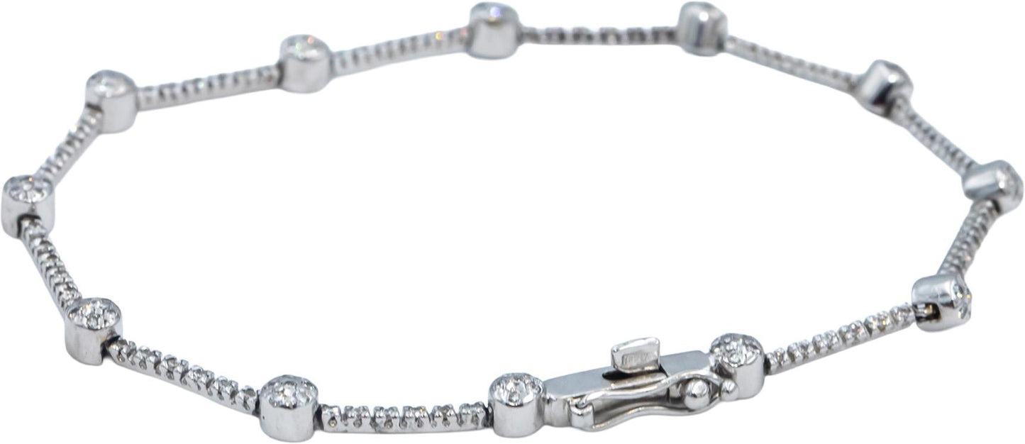 18k White Gold Round Diamond Fancy Link Bracelet 0.75CT