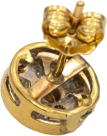 14k Yellow Gold Round & Baguette Cut Diamond Stud Earrings 0.75CT