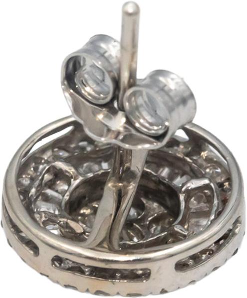 10k White Gold Round & Baguette Cut Diamond Cluster Stud Earrings 1.0CTW