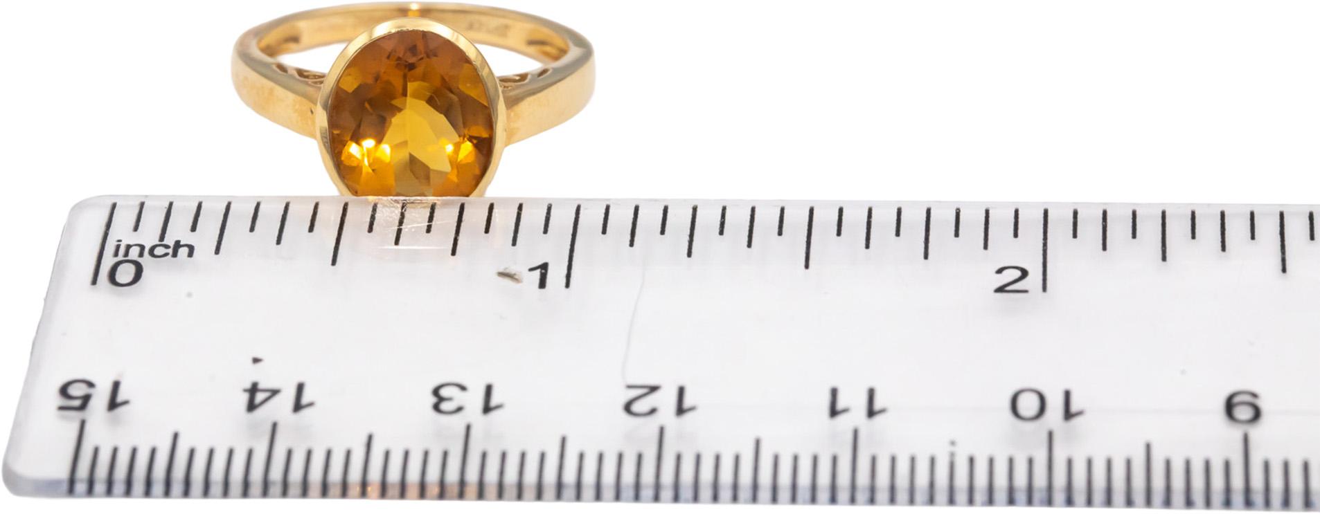 14k Yellow Gold Oval Cut Bezel Set Citrine Solitaire Ring 2.0CT Size 7.25