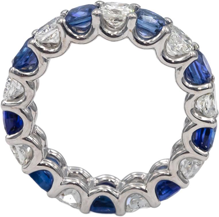 18k White Gold VS Diamond & Sapphire Eternity Band Ring 7.30CT Size 7.5