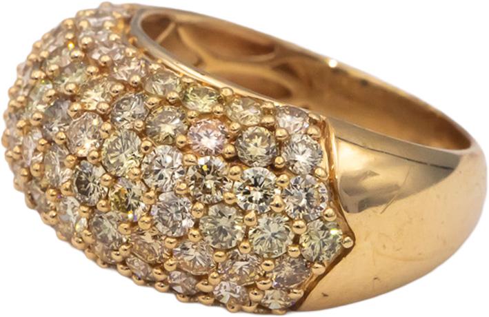 14k Yellow Gold Round Diamond Cluster Dome Ring 2.40CT Size 8