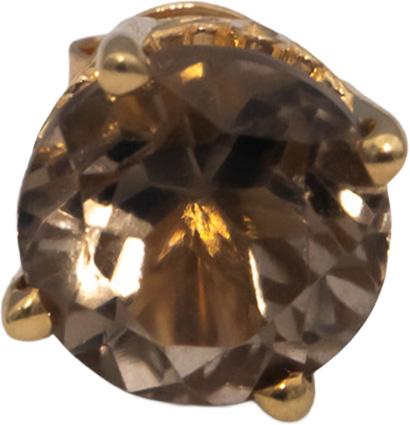 14k Yellow Gold Round Cut Brownish Quartz Stud Earrings 6.0CTW