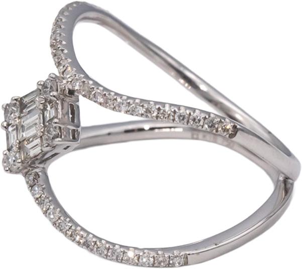 18k White Gold VS Emerald & Round Diamond Statement Ring 0.50CT Size 7.25