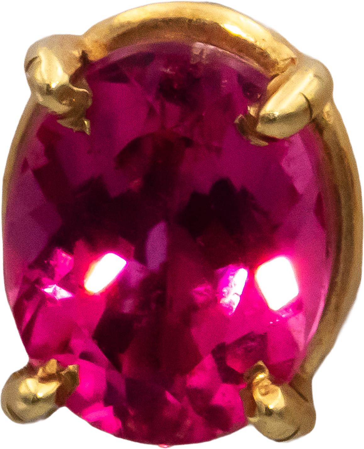 14k Yellow Gold Oval Cut Pink Tourmaline Stud Earrings 3.50CTW