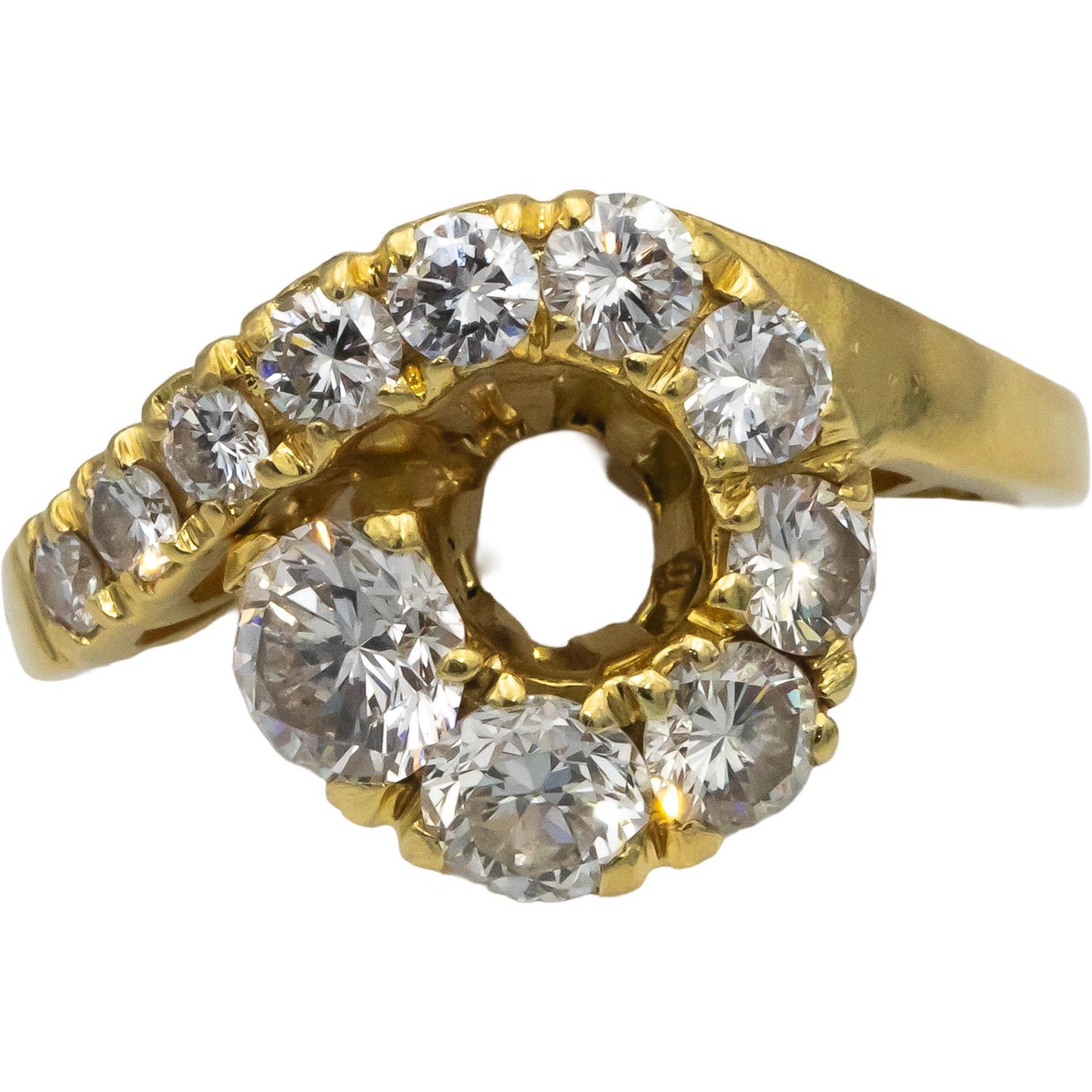18k Yellow Gold VS Round Diamond Spiral Cocktail Ring 1.50CT Size 7.25