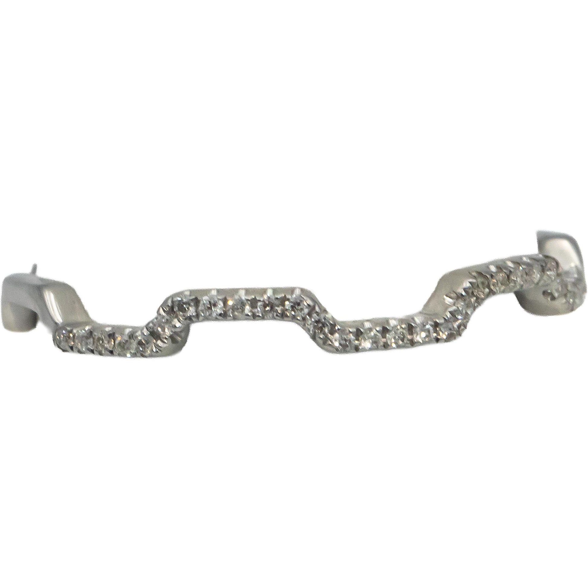 18k White Gold Round Diamond Zig Zag Stacking Band Ring 0.06CT Size 7