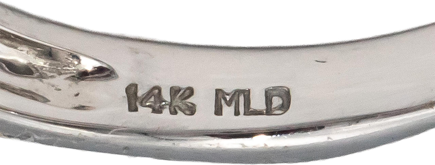 14k White Gold Princess & Round Diamond Band Ring 0.45CT Size 6.75 w/ Sapphire