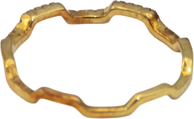 18k Yellow Gold Round Diamond Zig Zag Stackable Band Ring 0.06CT Size 7.25