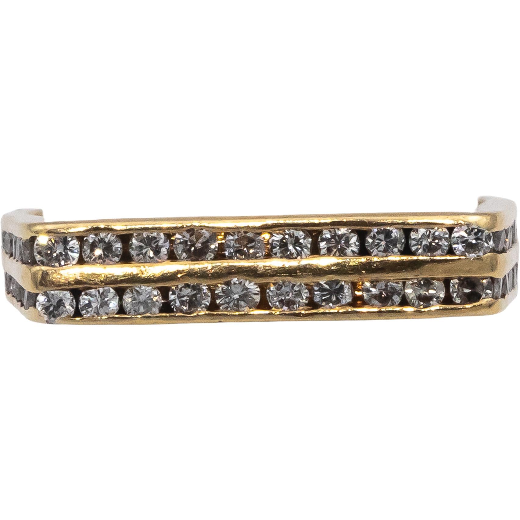 10k Yellow Gold Round Diamond Two Row Eternity Band Ring 1.0CT Size 7.75