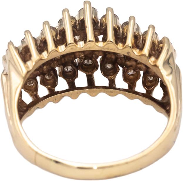 10k Yellow Gold Round Diamond Pyramid Style Ring 0.75CT Size 7