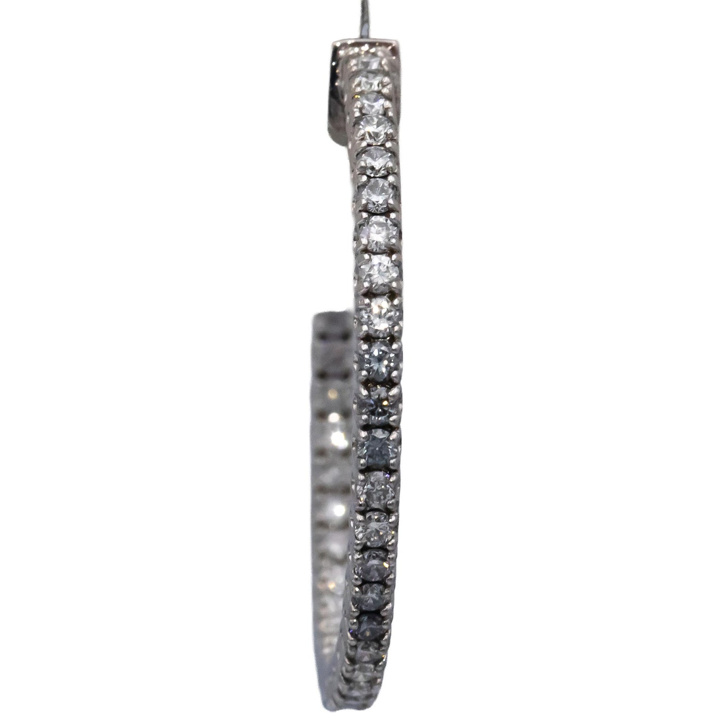 14k White Gold Round Diamond Inside Out Hoop Earrings 1.47CT