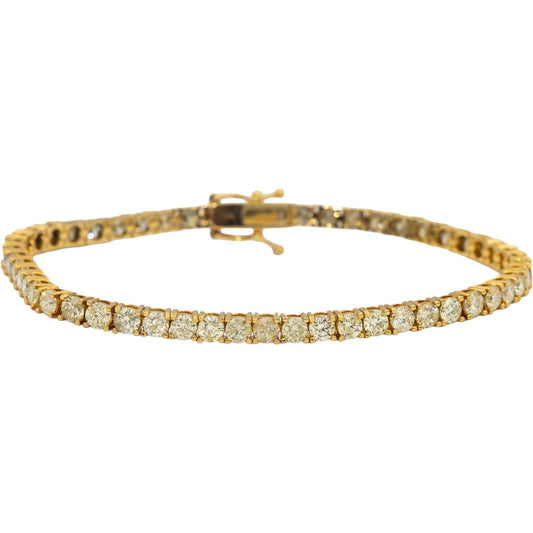 14k Yellow Gold Round Diamond Tennis Bracelet 6.45CT