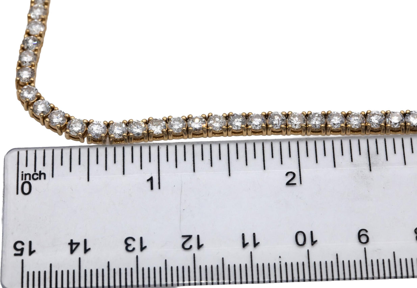 14k Yellow Gold VS Round Diamond Tennis Necklace 21.0CT