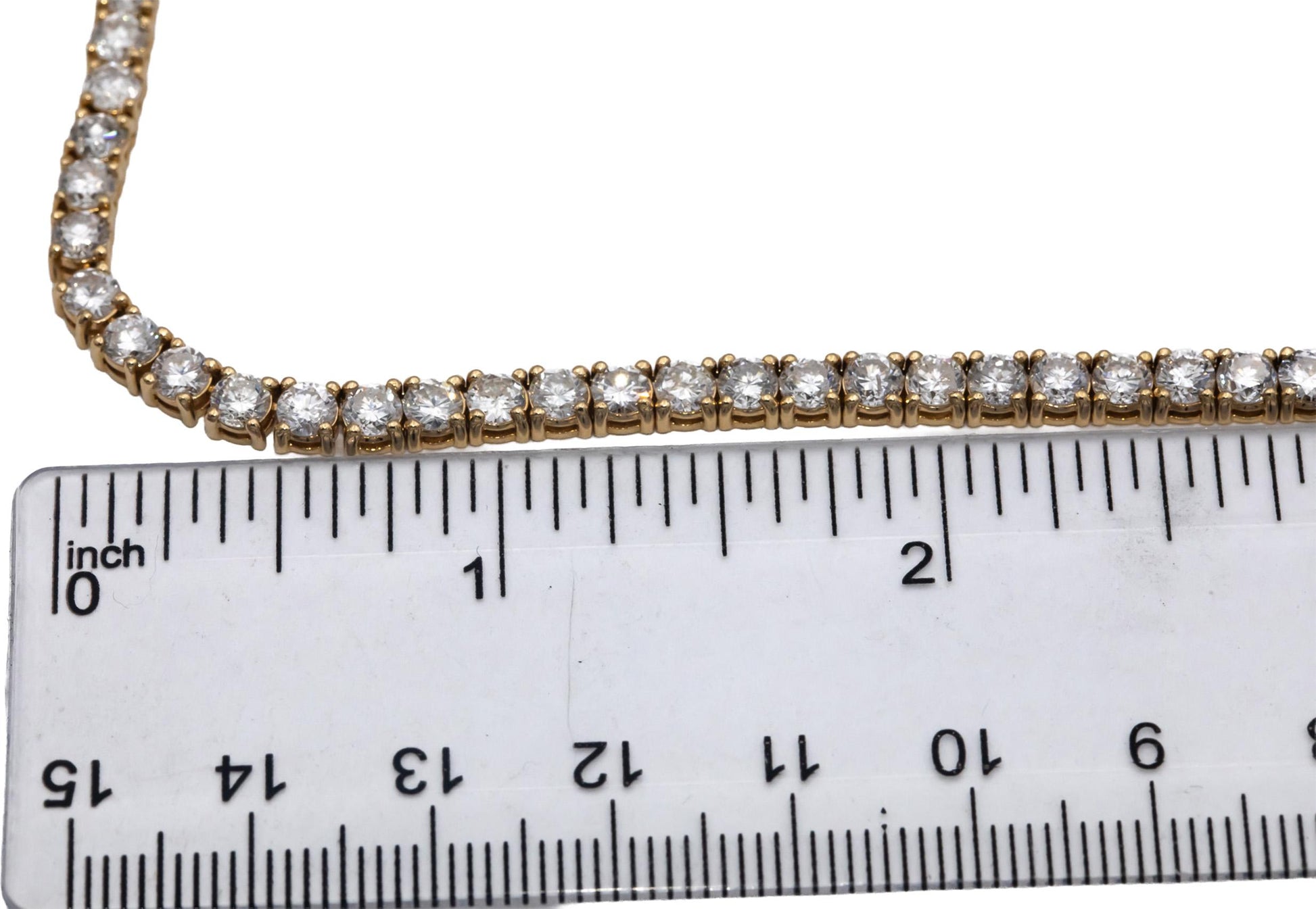 14k Yellow Gold VS Round Diamond Tennis Necklace 21.0CT