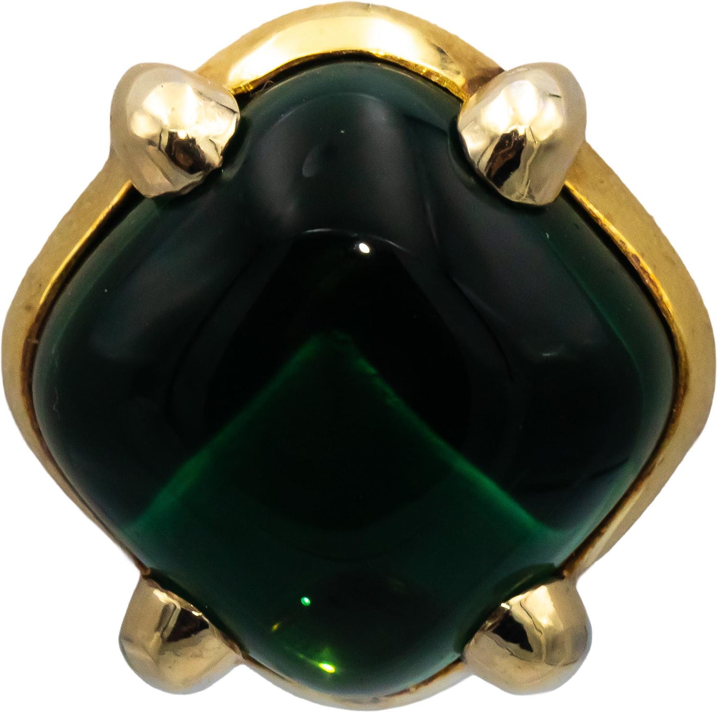 18k Yellow Gold Cabochon Green Quartz Earrings 30.0CT