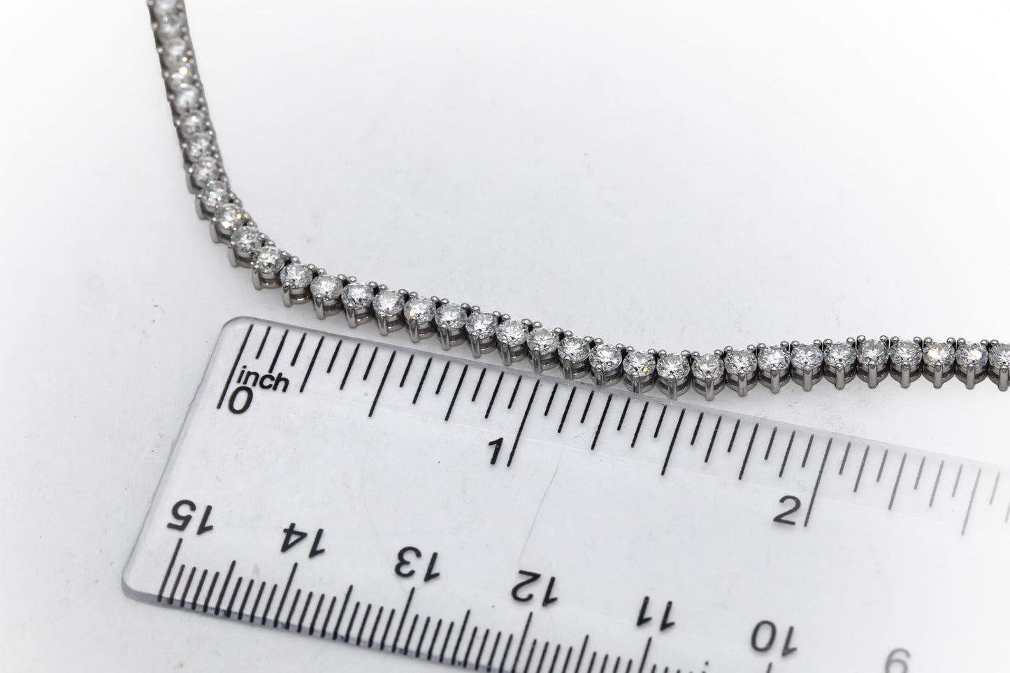 14k White Gold Round Diamond Three-Prong Tennis Necklace 11.83CT