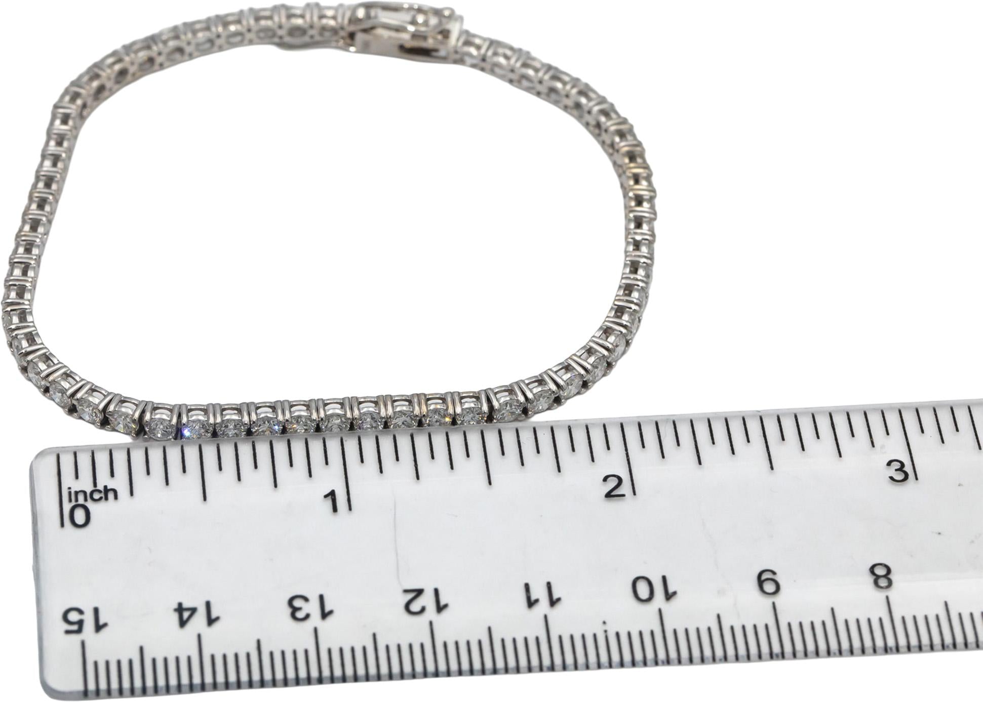 14k White Gold VS Round Diamond Tennis Bracelet 4.79CT