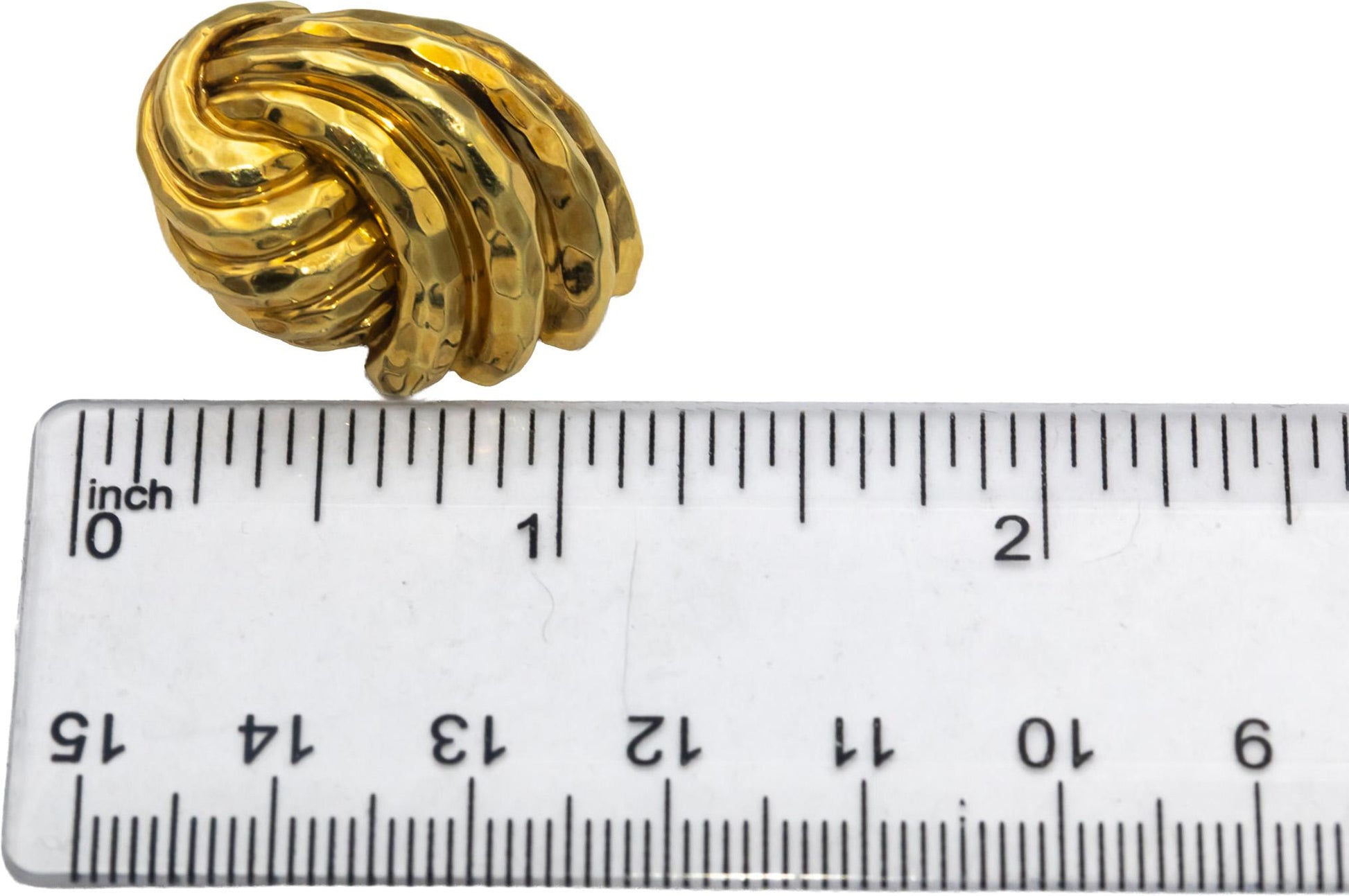 HENRY DUNAY 18k Yellow Gold Hand Hammered Clip-On Earrings