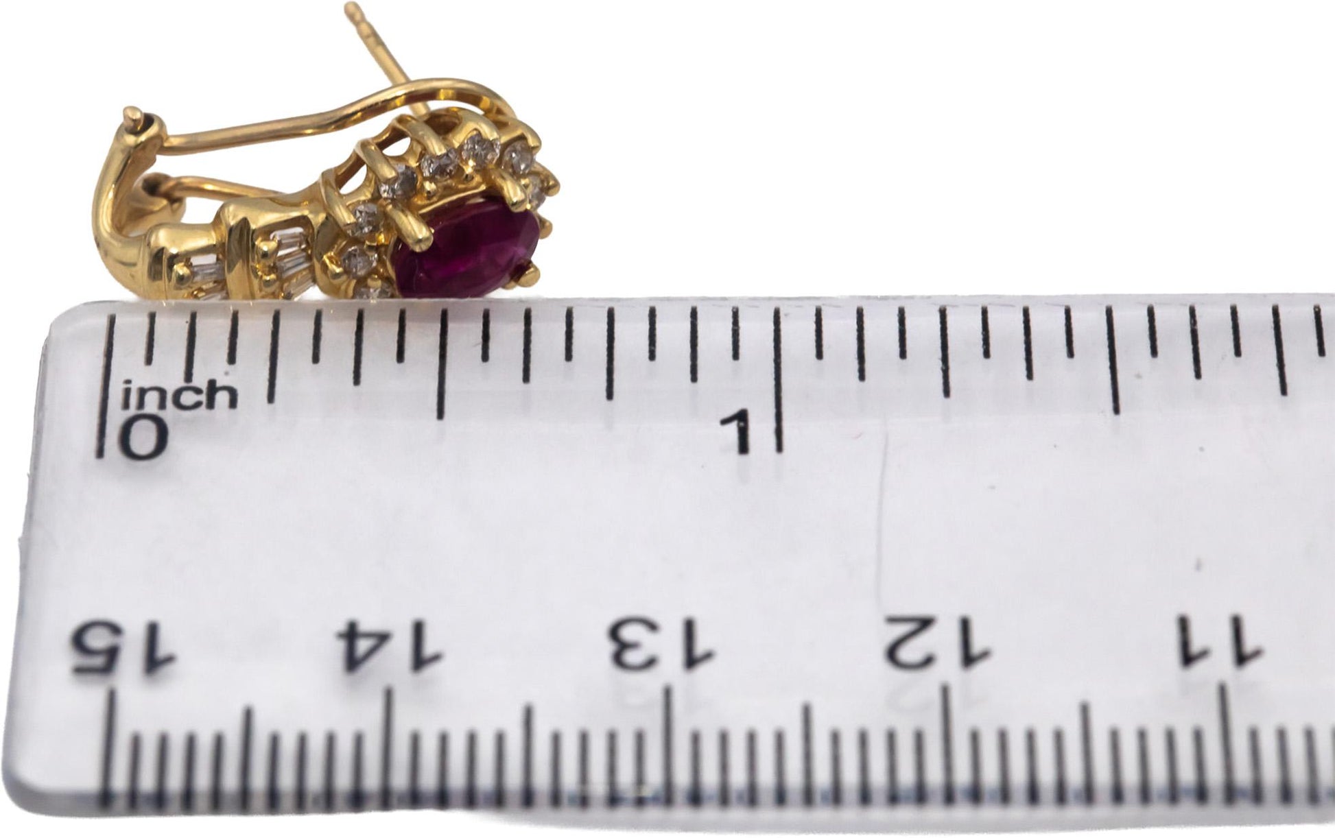 14k Yellow Gold Ruby and Diamond Dangle Earrings 1.40CTW