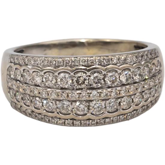 10k White Gold Round Diamond Wide Band Ring 1.0CT Size 8.5