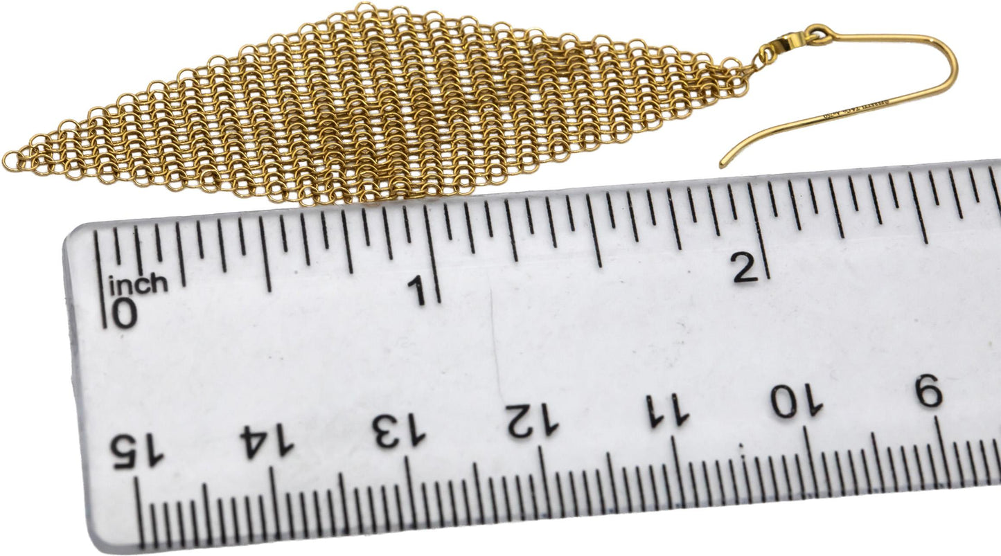 TIFFANY & CO. 18k Gold Diamond Elsa Peretti Mesh Earrings .10CT $3200.00 Retail